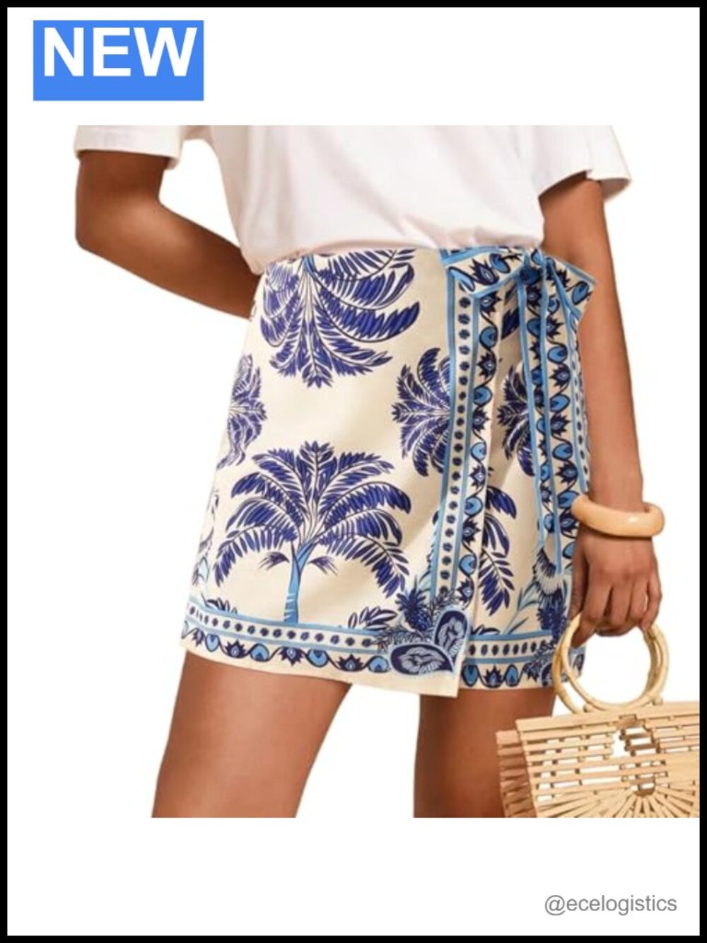 Boho Floral High Waist A-Line Mini Wrap Skirt for Women